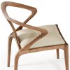 White And Brown Upholstered Faux Leather Curved Back Dining Side Chair