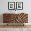 34" Walnut Wood  Veneer  And Steel Buffet