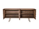 34" Walnut Wood  Veneer  And Steel Buffet