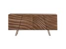34" Walnut Wood  Veneer  And Steel Buffet