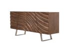 34" Walnut Wood  Veneer  And Steel Buffet