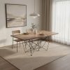 30" Walnut Veneer And Metal Dining Table