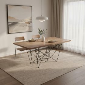 30" Walnut Veneer And Metal Dining Table