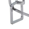 79" Clear And Silver Glass And Stainless Steel Trestle Base Dining Table