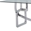 79" Clear And Silver Glass And Stainless Steel Trestle Base Dining Table