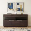 32" Brown Veneer And Glass Buffet