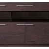 32" Brown Veneer And Glass Buffet