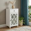 Fret Work Design Glass Door White Cabinet