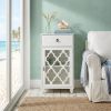 Fret Work Design Glass Door White Cabinet