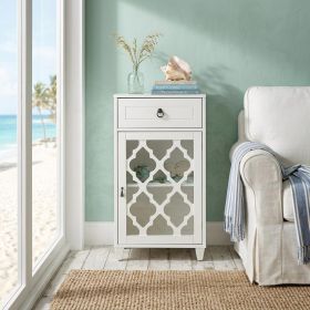 Fret Work Design Glass Door White Cabinet