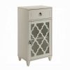 Fret Work Design Glass Door White Cabinet