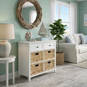 30" X 13" X 28" White Wood Veneer 6 Drawers Accent Chest
