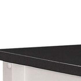 32" X 19" X 34" Black And White Rubber Wood Kitchen Cart