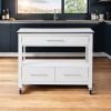 White And Stainless Rolling Kitchen Island Or Bar Cart
