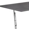 59" Taupe And Silver Metal Sled Base Dining Table