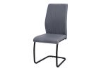 Set of Two Gray And Black Upholstered Faux Leather Dining Side Chairs