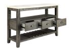 18" X 54" X 36" White Marble Gray Oak Wood Server