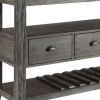 18" X 54" X 36" White Marble Gray Oak Wood Server