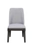 Set of Two Light Gray And Gray Upholstered Linen Dining Side Chairs