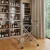 16.5" X 26.25" X 30.5" Chrome Xshape  Bar Cart