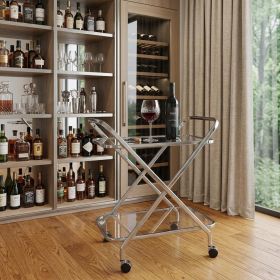 16.5" X 26.25" X 30.5" Chrome Xshape  Bar Cart