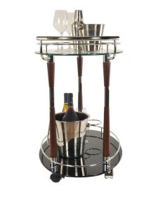 18.75" X 29.75" X 27.375" Chrome Serving Trolley