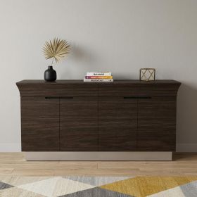 70" Dark Brown Two Drawer Buffet Table with Four Doors