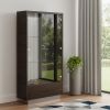 43" Silver and Dark Brown Display Stand With Three Shelves And One Drawer