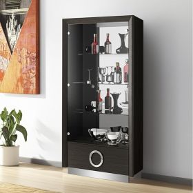 68" Silver and Gray Accent Cabinet With One Drawer