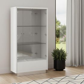 68" Silver and White Display Stand with One drawer