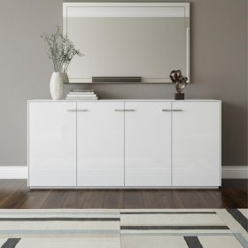 72" White Buffet Table with Four Doors