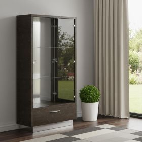 41" Silver and Gray Brown Accent Cabinet With One Drawer