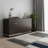 72" Gray Two Drawer Buffet Table Soft Close with Four Doors