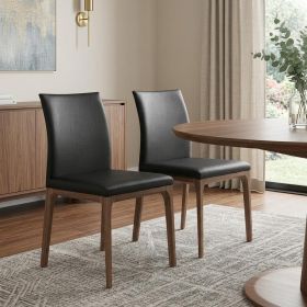 Set Of 2 Black Faux Leather Dining Chairs