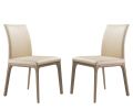 Set of Two Taupe And Brown Upholstered Faux Leather Dining s
