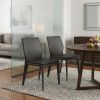 Set of Two Gray Slipcovered Upholstered Faux Leather Dining s