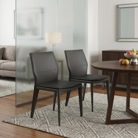 Set of Two Gray Slipcovered Upholstered Faux Leather Dining s