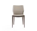 Set of Two Taupe Upholstered Faux Leather Dining Side Chairs