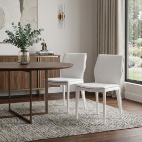 Set of Two White Slipcovered Upholstered Faux Leather Dining s