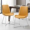 Set Of 2 Yellow Faux Leather Dining Chairs