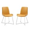Set Of 2 Yellow Faux Leather Dining Chairs