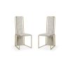 Set Of 2 Ultra Modern Beige Suede And Gold Dining Chairs