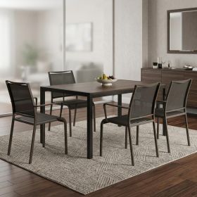 Set Of 4 Gray Stackable Aluminum Sling Arm Chairs