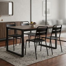 Set Of 4 Gray Stacking Aluminum Armless Chairs