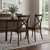 Set of Two Brown Cross Back Dining Side Chairs