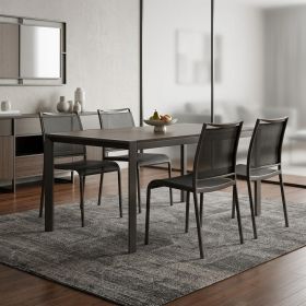 Set Of 2 Gray Stackable Aluminum Sling Armless Chairs