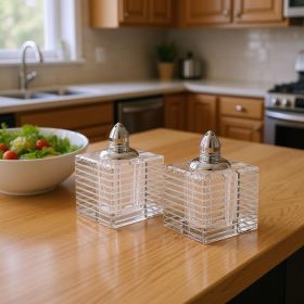 Hand Made Crystal Silver Pair Of Salt And Pepper Shakers