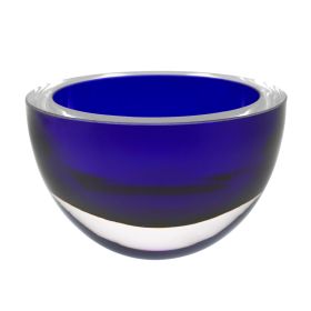 6 Mouth Blown European Made Lead Free Cobalt Blue Crystal Bowl