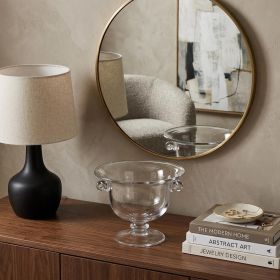 11" Clear Mouth  Blown Crystal Round Pedestal Centerpiece Bowl