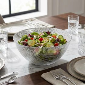 11" Clear and Silver Handcrafted Glass Round Salad Serve Bowl